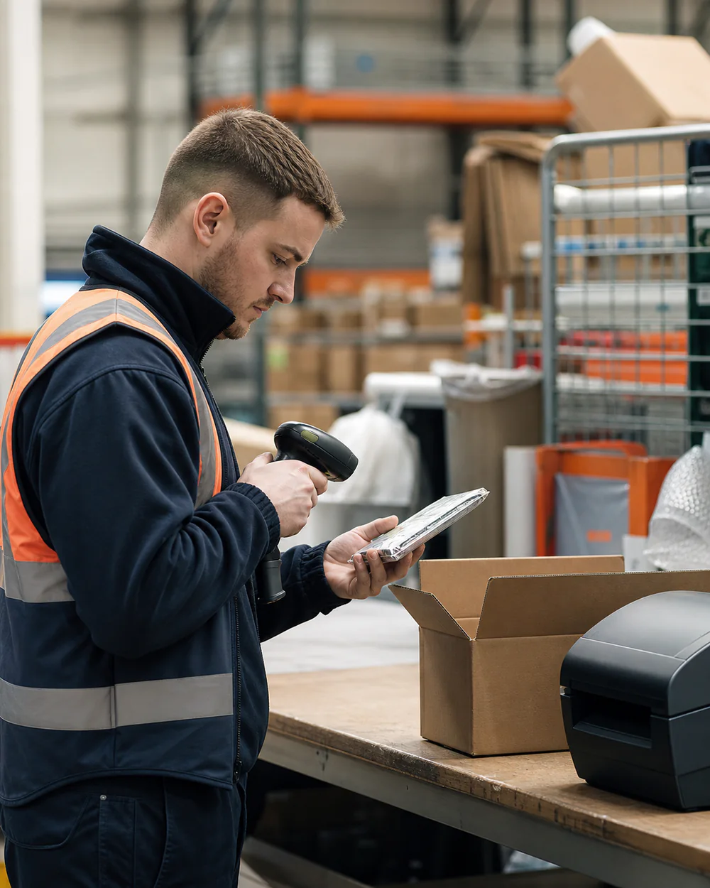 Returns being inspected, verified and graded at the returns processing bench